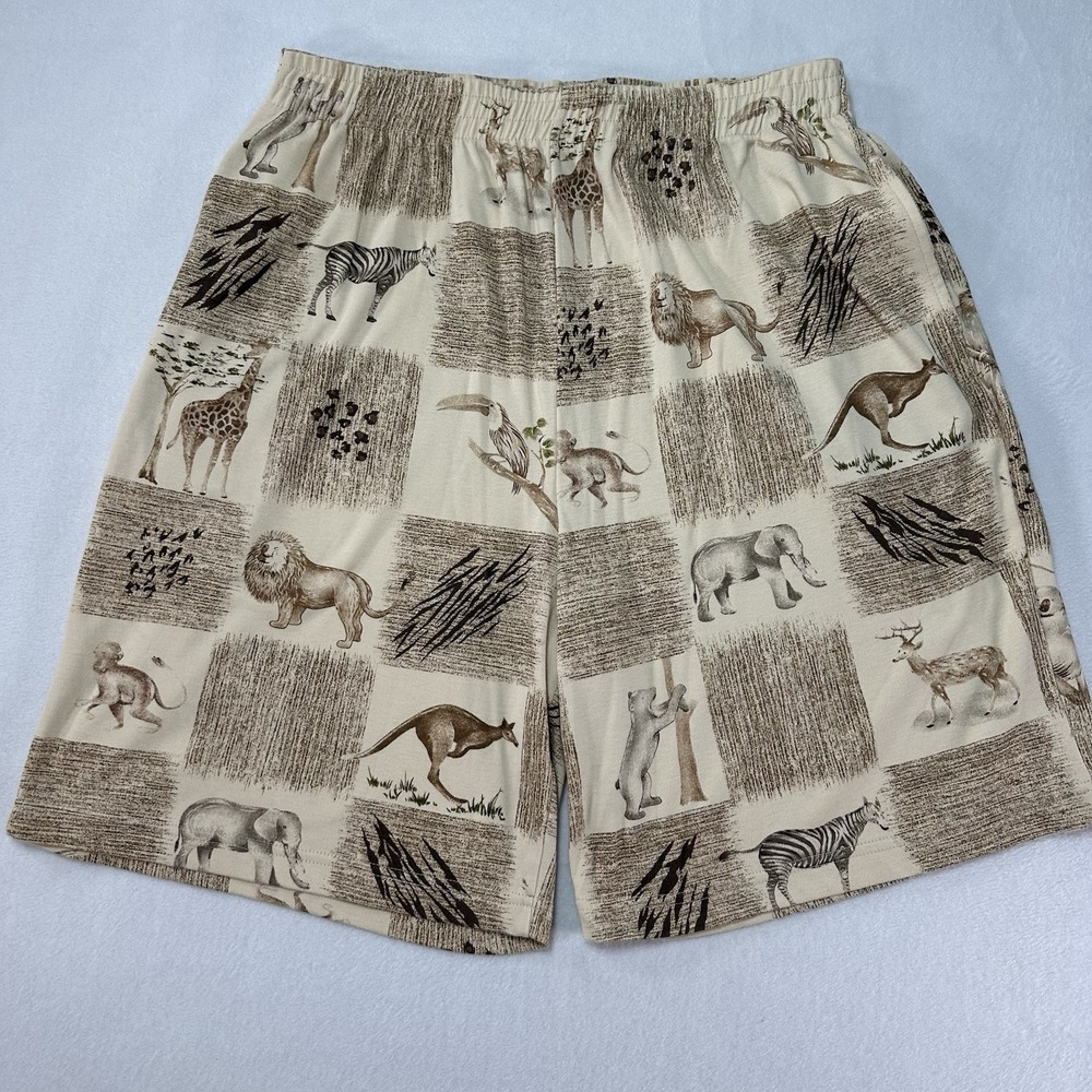 C.S.T. Sport Shorts Men's Extra Large Beige Animal All Over Print Safari‎ Casual